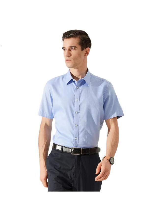 Youngor Men'S Shirt Summer Young Men'S Business Casual Short-Sleeve Shirt Gsdp104982Hjy Blue, Jacquard 42 - Image 2