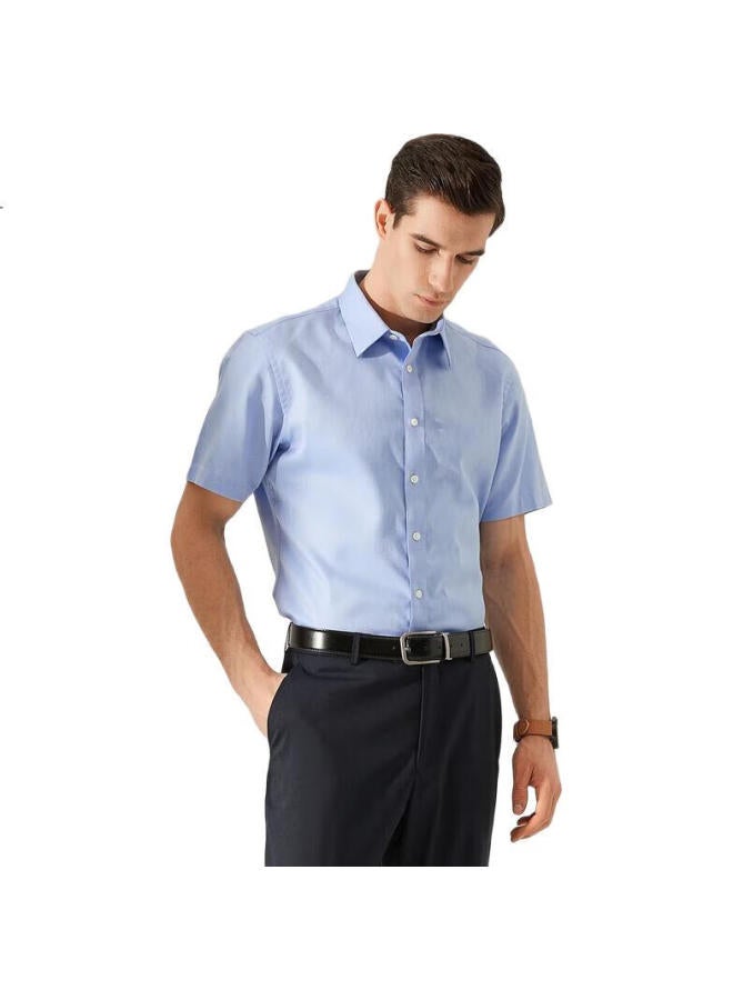 Youngor Men'S Shirt Summer Young Men'S Business Casual Short-Sleeve Shirt Gsdp104982Hjy Blue, Jacquard 42 - Image 1