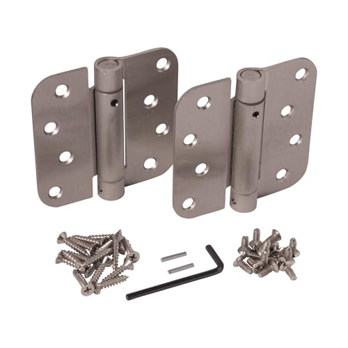 Hinge Outlet Adjustable Spring Hinges, 4 Inch with 5/8 Inch Radius in Satin Nickel, Self Closing, Door Closing Hinges, 2 Pack - Image 5