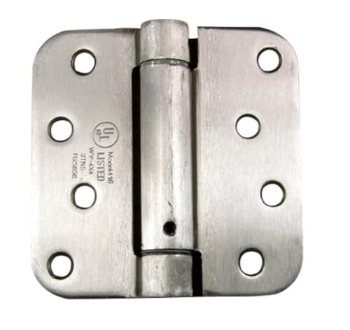 Hinge Outlet Adjustable Spring Hinges, 4 Inch with 5/8 Inch Radius in Satin Nickel, Self Closing, Door Closing Hinges, 2 Pack - Image 1