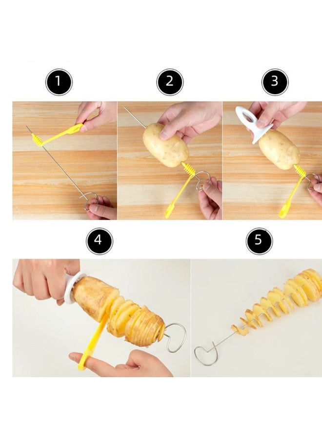 EHOME Spiral Potato Slicer Manual Slicer Fry Vegetable Spiralizer Chips Maker Sticks Twisted Curly Fry Chips Zucchini Cucumber Tornado Potato Slicer Potato Chip Maker Potato Cutter Potato Peeler - Image 2