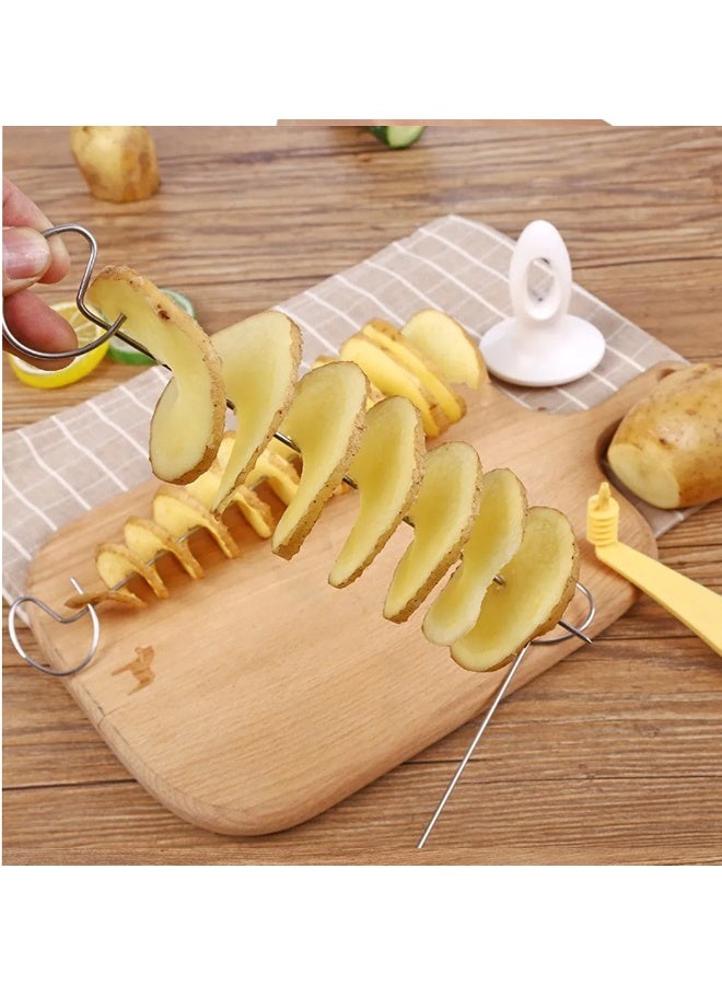 EHOME Spiral Potato Slicer Manual Slicer Fry Vegetable Spiralizer Chips Maker Sticks Twisted Curly Fry Chips Zucchini Cucumber Tornado Potato Slicer Potato Chip Maker Potato Cutter Potato Peeler - Image 3