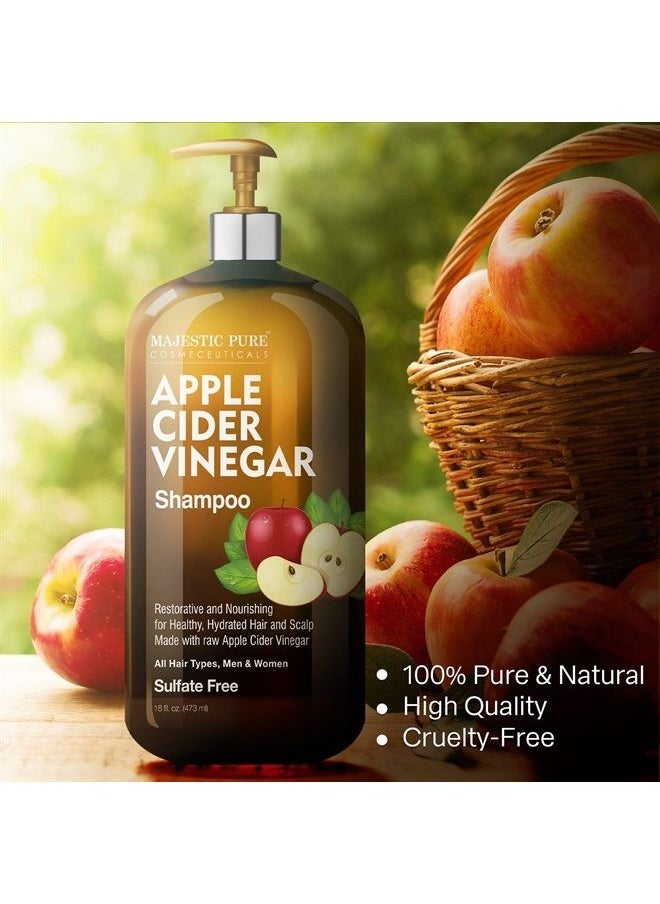 Majestic Pure - Apple Cider Vinegar Shampoo - Restores Shine & Reduces Itchy Scalp, Dandruff & Frizz - Sulfate Free, for All Hair Types, Men and Women - 16 fl oz - Image 1