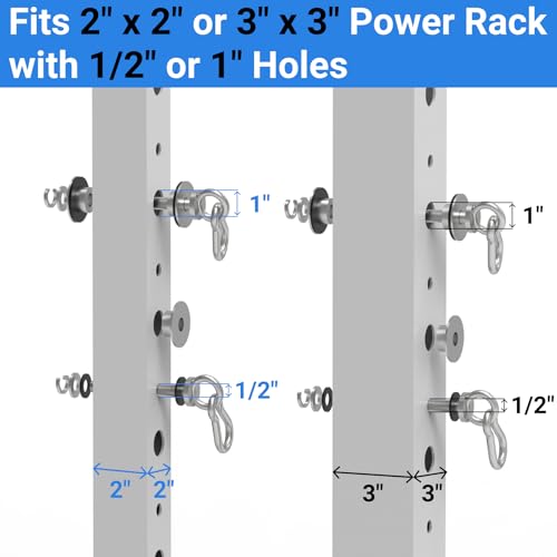 Vatemechie Heavy-Duty Power Rack Attachments, Quick-Install Home Gym Accessories for 2x2, 2x3 & 3x3 Power Racks, Fits 1/2", 5/8" & 1" Holes (Power Rack Attachments with Pulley Wheel) - Image 3