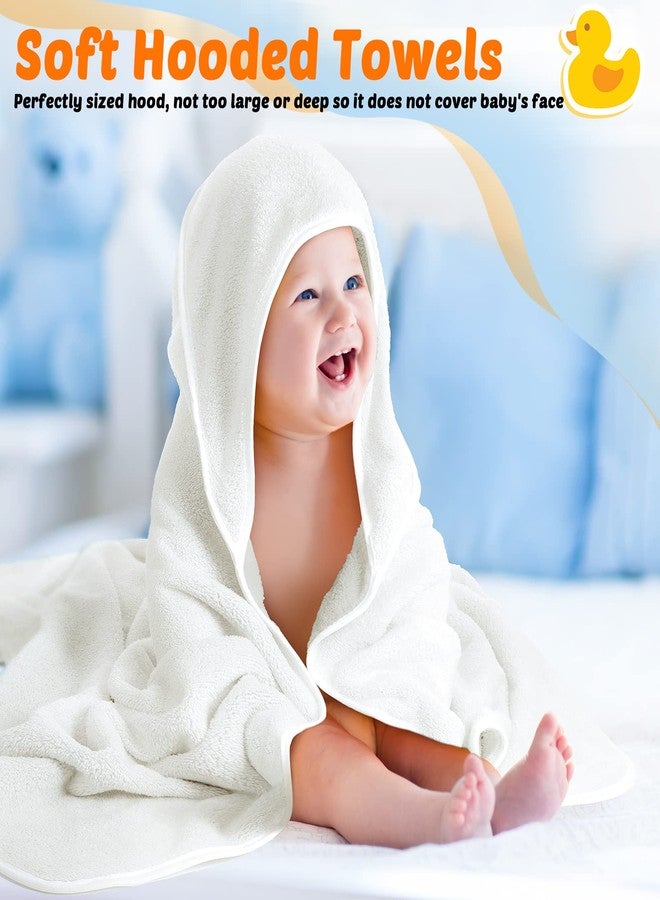 Reginary 4 Pack Baby Hooded Towels Coral Fleece Baby Bath Towels 30 x 30 Inch Soft Absorbent Hooded Bath Blanket for Newborn Toddler Infant Boy Girl Shower Gift Supplies (White) - Image 4