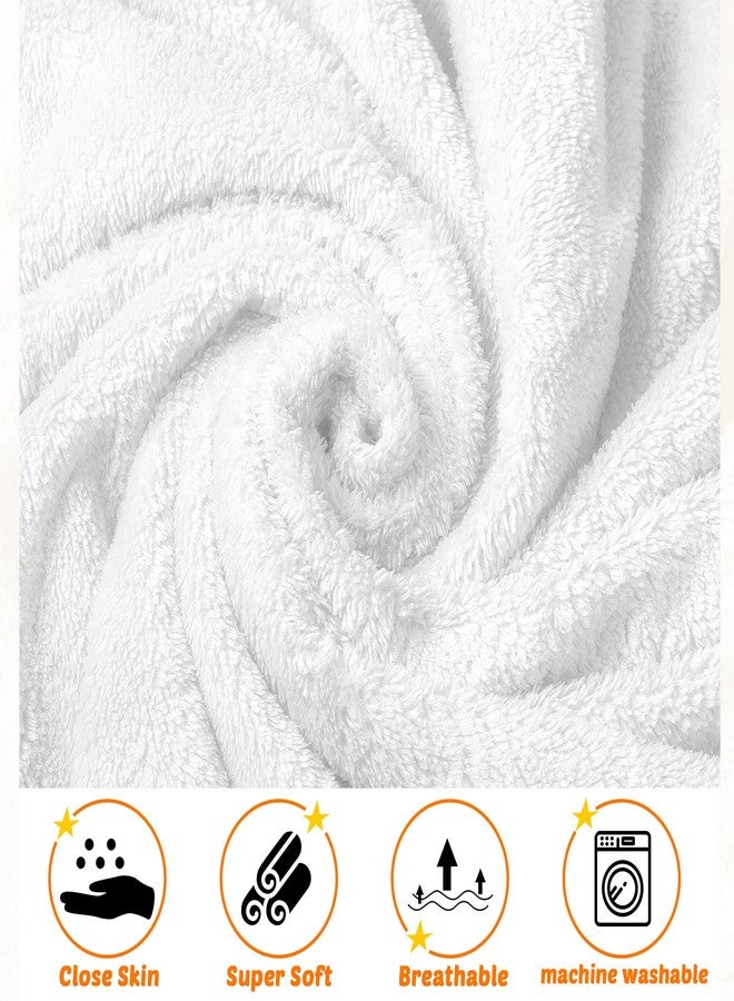 Reginary 4 Pack Baby Hooded Towels Coral Fleece Baby Bath Towels 30 x 30 Inch Soft Absorbent Hooded Bath Blanket for Newborn Toddler Infant Boy Girl Shower Gift Supplies (White) - Image 2