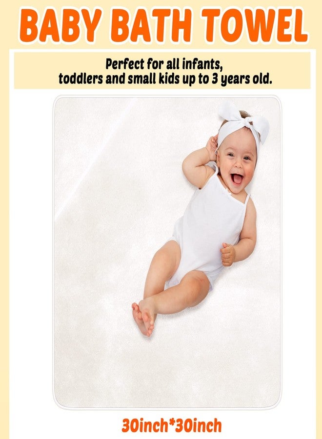 Reginary 4 Pack Baby Hooded Towels Coral Fleece Baby Bath Towels 30 x 30 Inch Soft Absorbent Hooded Bath Blanket for Newborn Toddler Infant Boy Girl Shower Gift Supplies (White) - Image 3