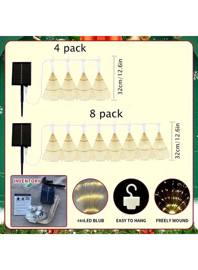 White Solar Firework Lights 4PCS 240LED 8 Modes Motion Sensor Dimmable Indoor Outdoor - Image 3
