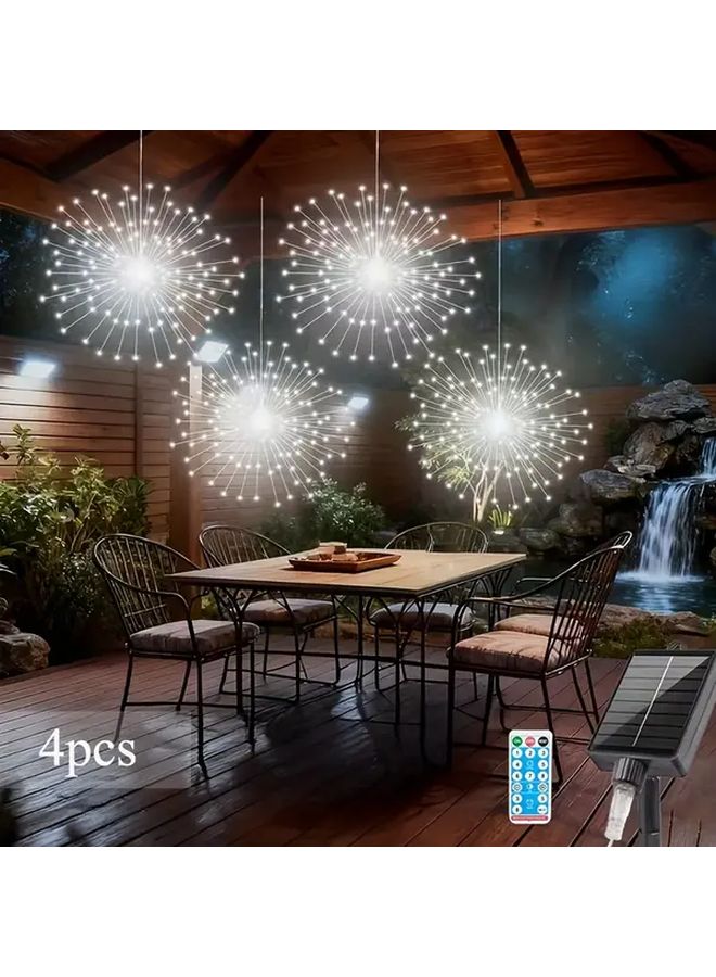 White Solar Firework Lights 4PCS 240LED 8 Modes Motion Sensor Dimmable Indoor Outdoor - Image 1