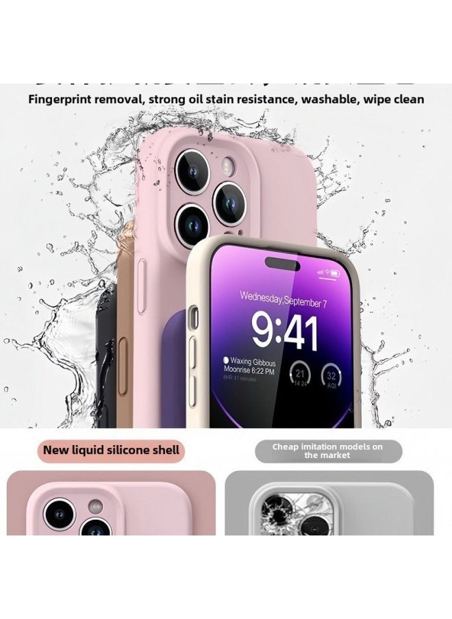 Generic - Suitable For Apple 16Pro Liquid Silicone Phone Case IPhone15Pro Solid Silicone Fine Hole All-inclusive Protective Cover-Color:Dark Purple 【precision Hole With Logo + Packaging Box】-Applicable Models - Image 1
