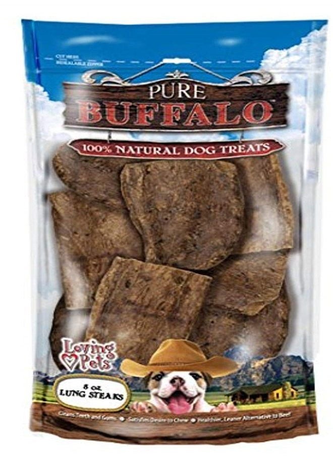 Loving Pets Pure Buffalo Lung Steaks Dog Treat, 8 -Ounce 