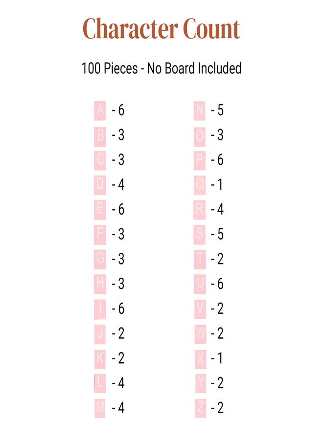 Stiles 92 Premium Wooden Alphabet Tiles for Letter Board, Changeable Crossword Letters Only, No Board Included, Baby Pink - Image 3