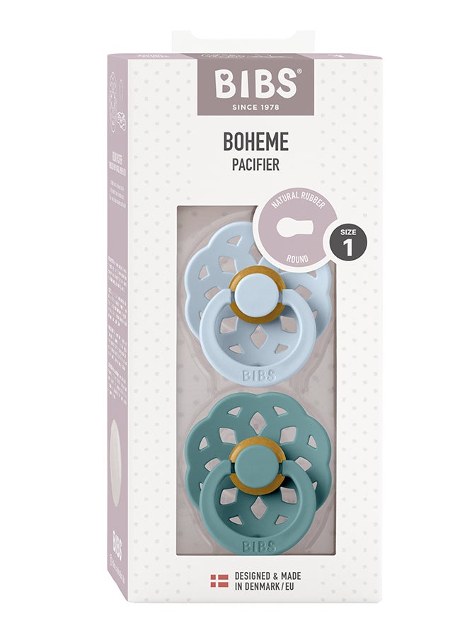 BIBS عبوة من قطعتين من مصاصة Boheme Latex S1 باللون الأزرق الفاتح وبحر الجزيرة  - Image 2