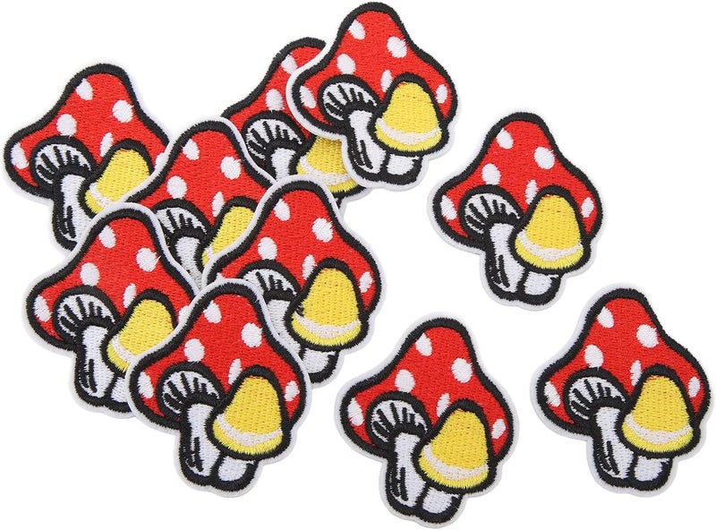 HEEPDD Mushroom Embroidered Iron On Patches, Fabric Repair Applique for Clothes, 30 Pieces Decorative Sew On Patches for Jackets Bags Hats Mushroom Embroidered Iron On, Cotton - Image 3
