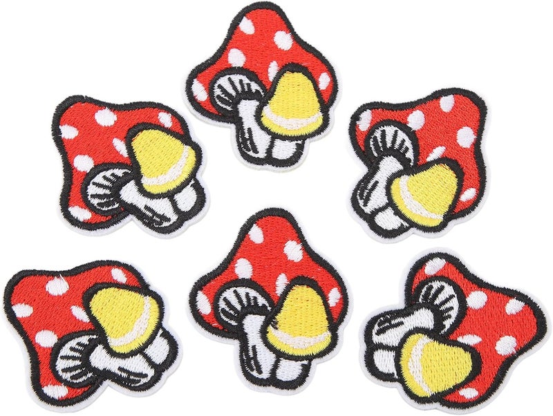 HEEPDD Mushroom Embroidered Iron On Patches, Fabric Repair Applique for Clothes, 30 Pieces Decorative Sew On Patches for Jackets Bags Hats Mushroom Embroidered Iron On, Cotton - Image 2
