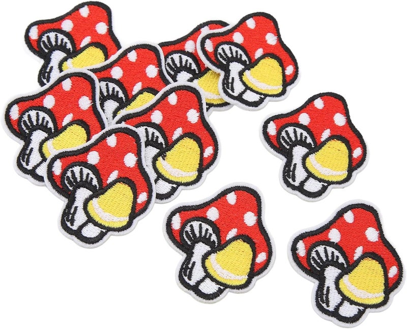 HEEPDD Mushroom Embroidered Iron On Patches, Fabric Repair Applique for Clothes, 30 Pieces Decorative Sew On Patches for Jackets Bags Hats Mushroom Embroidered Iron On, Cotton - Image 5
