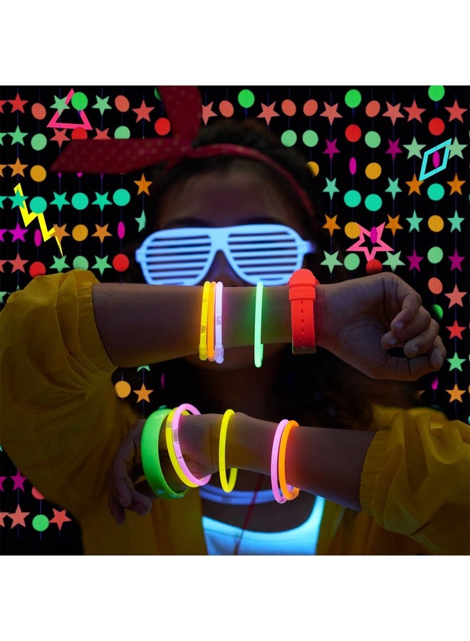 WILLBOND 127ft Neon Party Supplies Set, 6 Colors 98.4ft UV Blacklight Reactive Tape, 29ft Neon Paper Garlands Circle Dots Stars Hanging Decorations for Birthday Wedding Glow Party Decorations - Image 5