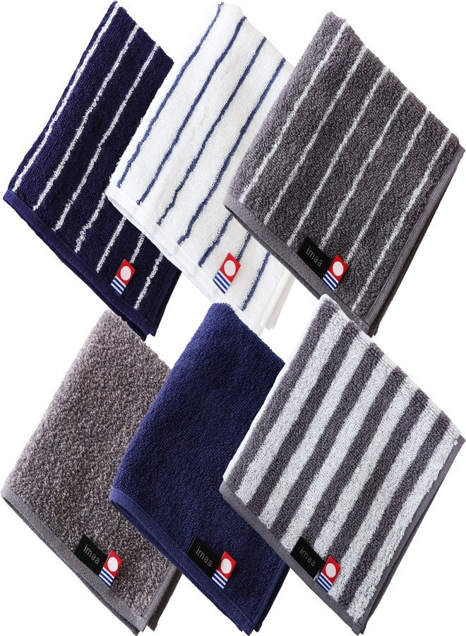 imaa Japanese Imabari Towel Set - 6 Pack 9.8"x9.8" Mini Face Towels, 100% Cotton, Made in Japan - Soft, Absorbent, for Travel, Baby, Gym Assortment D (6 Pack) - Image 1