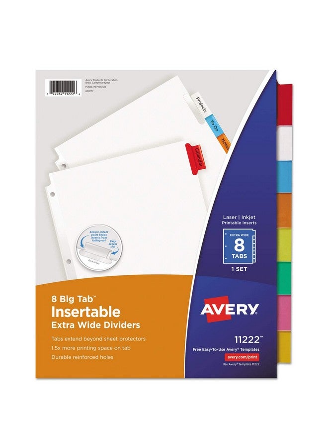 Avery Zweckform Avery Big Tab Extrawide Dividers W/8 Multicolor Tabs 9 X 11 White (Ave11222) - Image 3