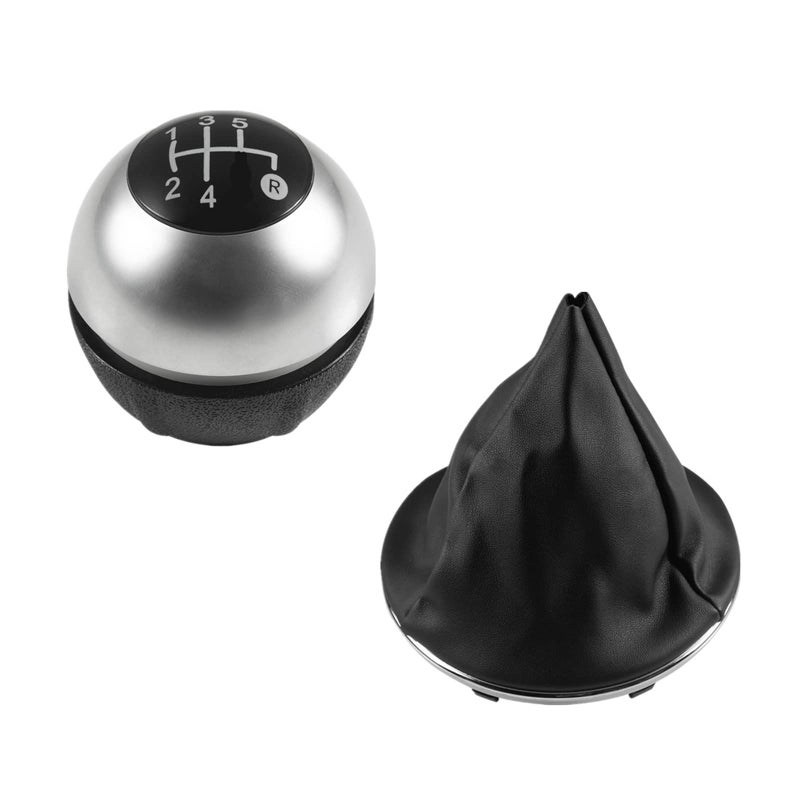 Chrome Gear Shift Knob Gaiter Boot Cover Case For Fiat 500 500C 2007 2018 2pcs Silver 5 Speed - Image 2