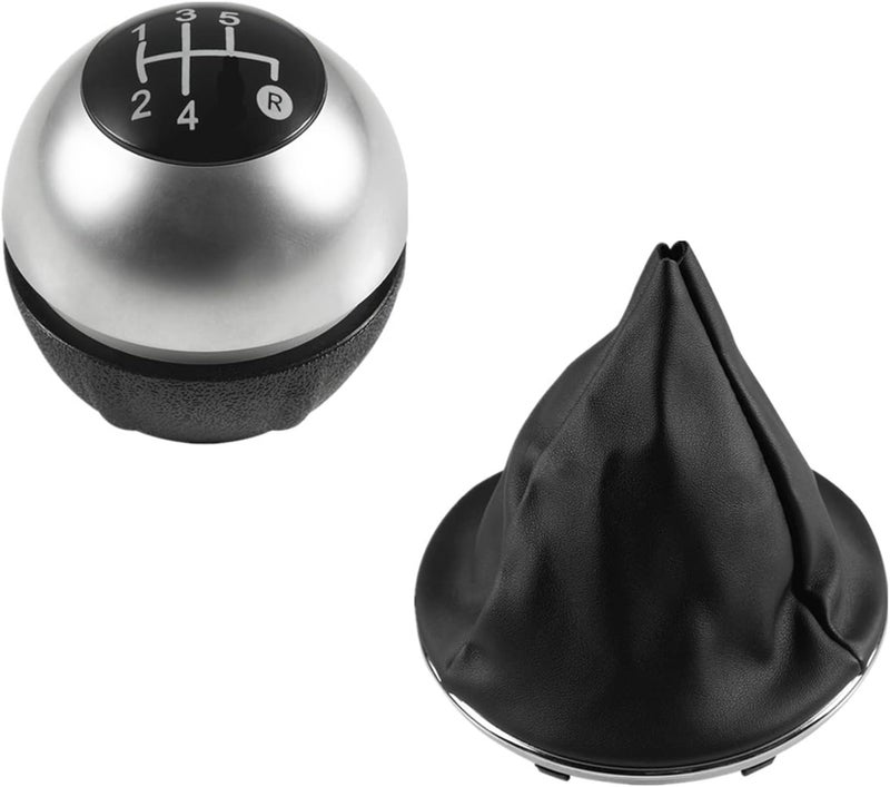 Chrome Gear Shift Knob Gaiter Boot Cover Case For Fiat 500 500C 2007 2018 2pcs Silver 5 Speed - Image 1