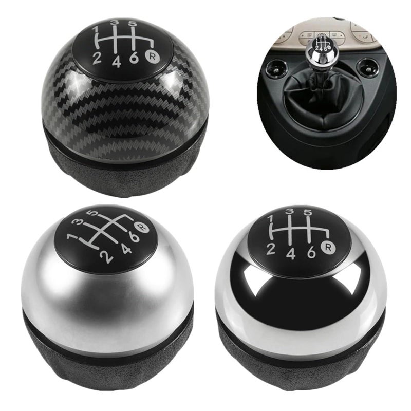 Chrome Gear Shift Knob Gaiter Boot Cover Case For Fiat 500 500C 2007 2018 2pcs Silver 5 Speed - Image 3