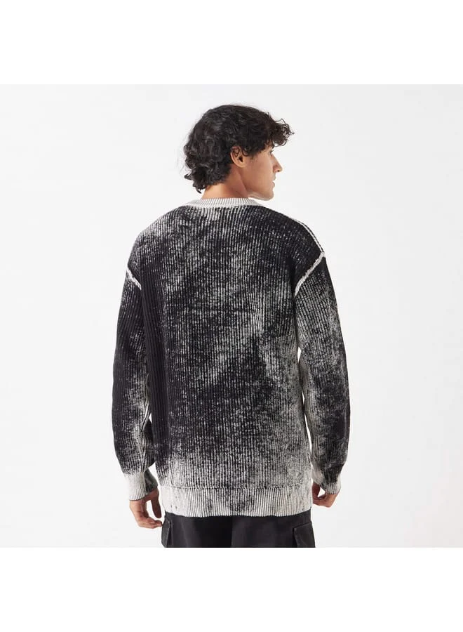 Lee Cooper Lee Cooper Textured Oversized Sweater with Long Sleeves and Crew Neck