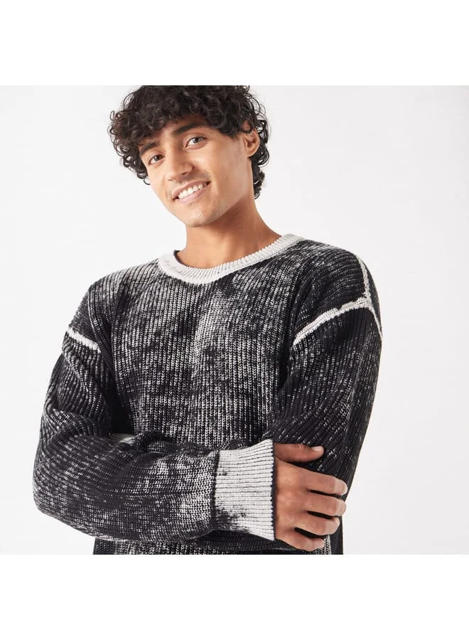 Lee Cooper Lee Cooper Textured Oversized Sweater with Long Sleeves and Crew Neck
