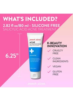 Peach Slices | Acne Oil-Free Moisturizer | Satin Matte Finish | 0.5% Salicylic Acid | Hyaluronic Acid | Prevents Breakouts | Pore Minimizing | Clear Skin | Silicone Free | Face Moisturizer | 2.8 Oz  - Image 3