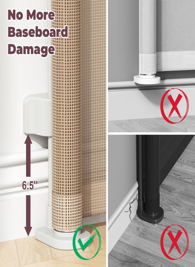 Cideny 76'' Retractable Baby Gates Extra Wide, Mesh Long Dog Gate for Wide Openings, Indoor Outdoor Stair Gate for Doorways Hallways Deck Porch, Child Pet Safety Essentials for Home, Beige - Image 3