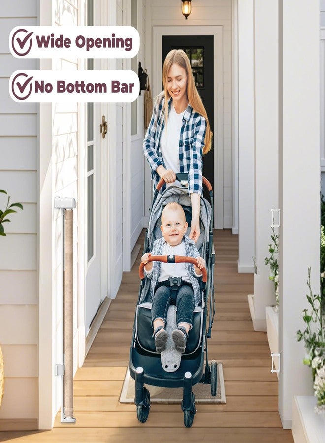 Cideny 76'' Retractable Baby Gates Extra Wide, Mesh Long Dog Gate for Wide Openings, Indoor Outdoor Stair Gate for Doorways Hallways Deck Porch, Child Pet Safety Essentials for Home, Beige - Image 5
