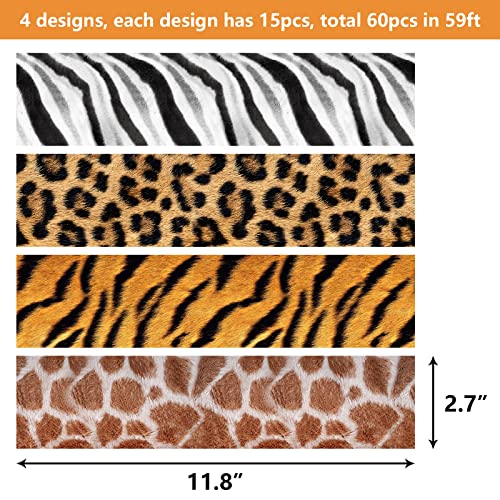 Fancy Land Animal Print Bulletin Board Border Jungle Safari Leopard Tiger Zebra Giraffe Trim Borders for Classroom Decoration Back to School Supplies 59ft - Image 2