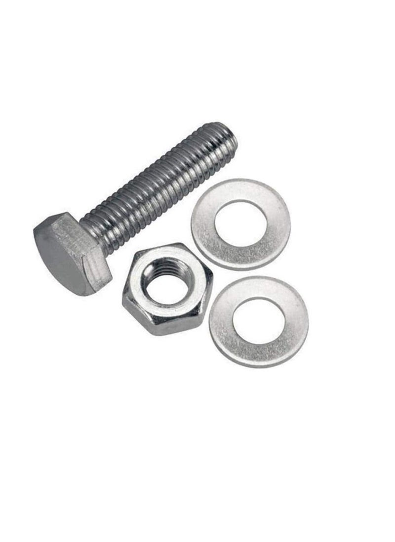 Generic 12 pcs Hex Head Screw Bolts Nuts & Washers Fully Thread GI Plain Finish Bolt Set. (10, 20MM)  - Image 2