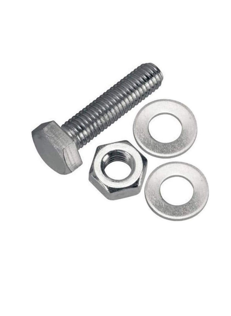 Generic 12 pcs Hex Head Screw Bolts Nuts & Washers Fully Thread GI Plain Finish Bolt Set. (10, 20MM)  - Image 1