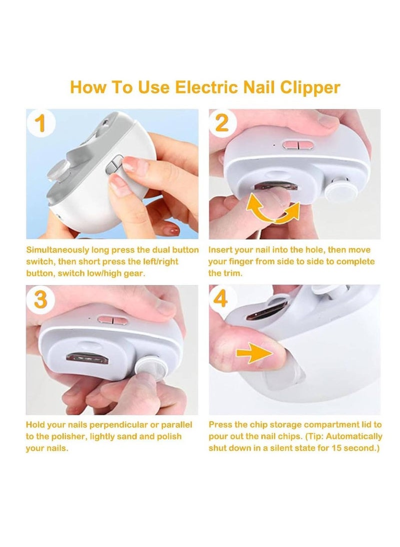 GENNEXT Electric Automatic Nail Clipper with LED Light | 2-in-1 Fingernail Cutter & Polisher, Type C Rechargeable for All Ages - Image 3