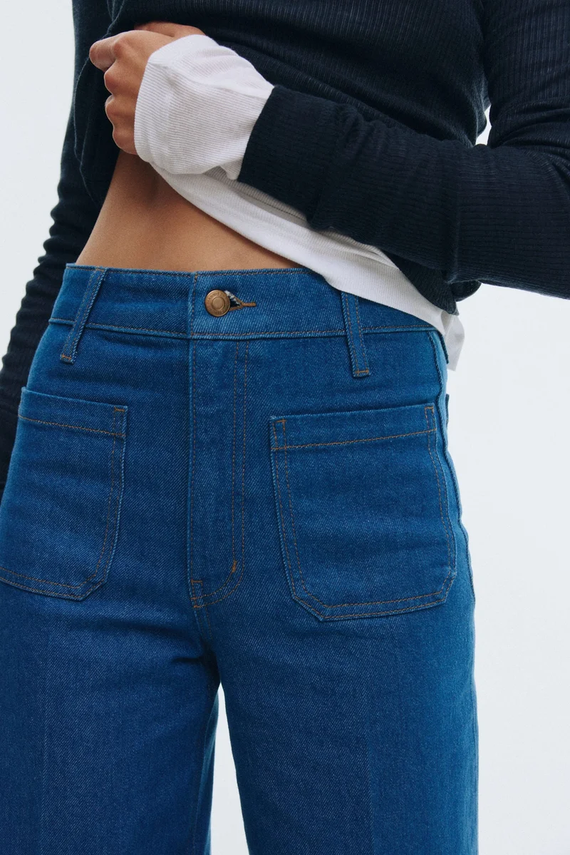 اتش اند ام جينز بخصر عالي وقصّة واسعة