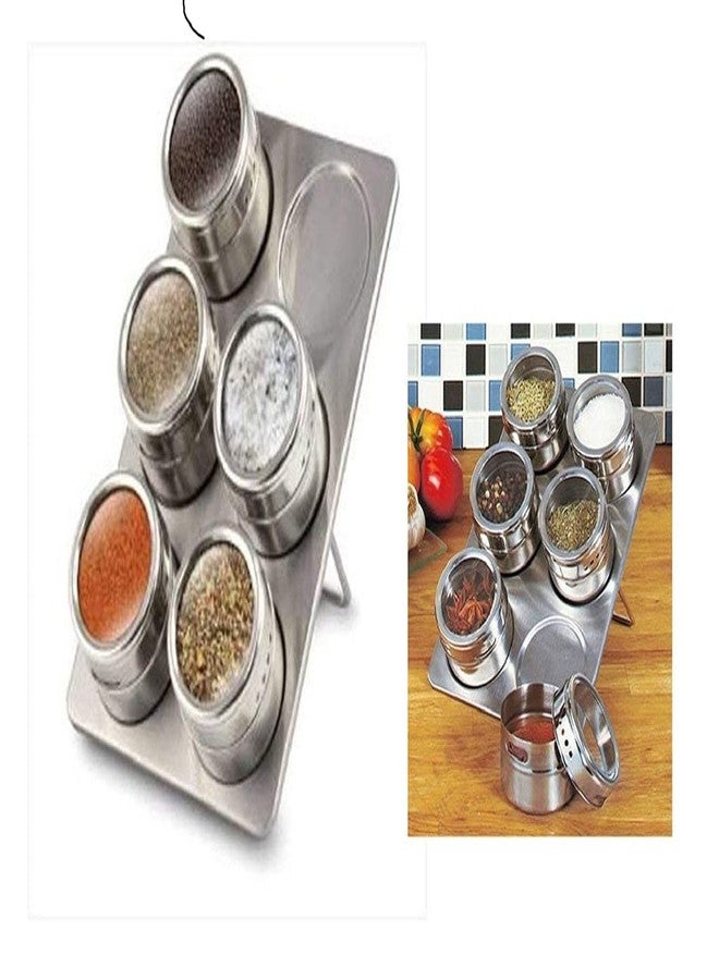 Swami Enterprise Stainless Steel Magnetic Spice Jar,Spice Rack/Containers for Kitchen Storage; Seasoning Masala Container fro Kitchen or Restaurants - Set of 6 - Image 2