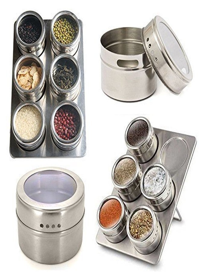 Swami Enterprise Stainless Steel Magnetic Spice Jar,Spice Rack/Containers for Kitchen Storage; Seasoning Masala Container fro Kitchen or Restaurants - Set of 6 - Image 4