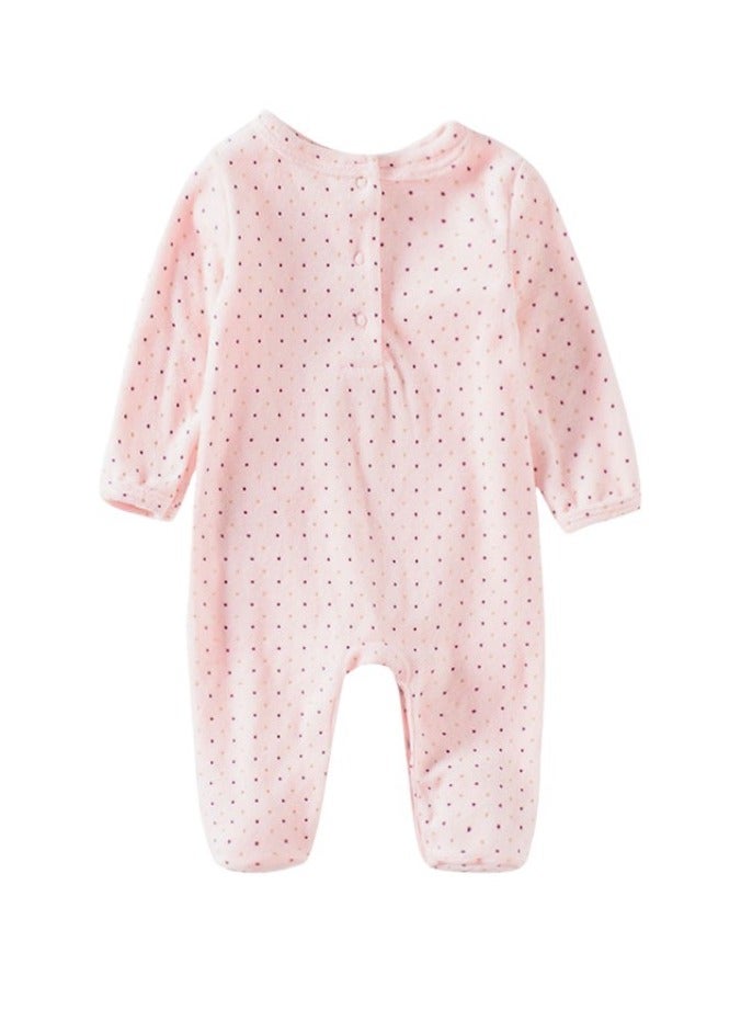Bambimici Bambimici Heart Print Polka Dot Long Sleeve Bosy Suit - Peach 