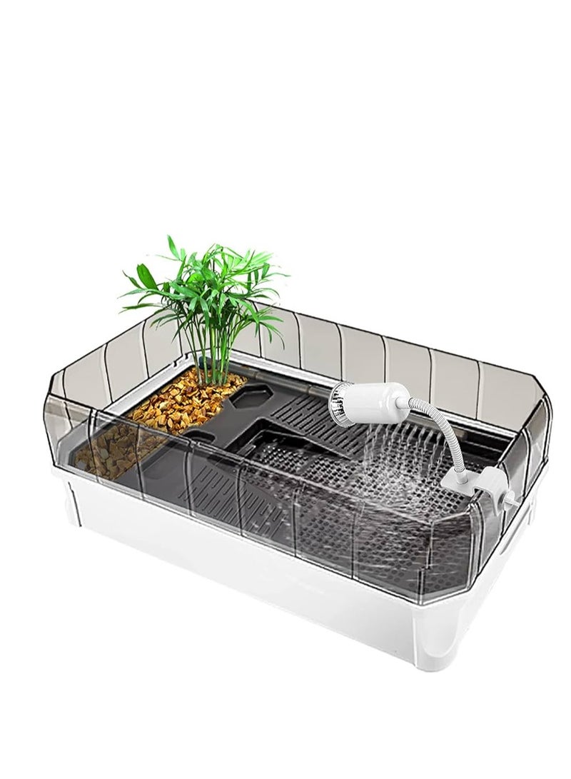 ڤسيل24 طقم موطن خزان السلاحف الأبيض مع ضوء، 46x23x20 سم - سياج مضاد للهروب، وفلتر مياه، ومساحة كبيرة للسلاحف الصغيرة - Image 4