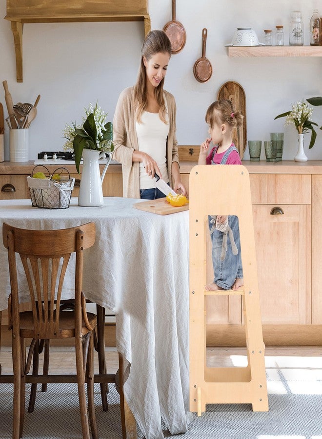 Pillowhale Standing Tower for Toddlers- Adjustable Height with 360° Safety Rail, Kids Step Stool with Safety Rail, Wooden Step Stool, Age 18 Months-6years - Image 5