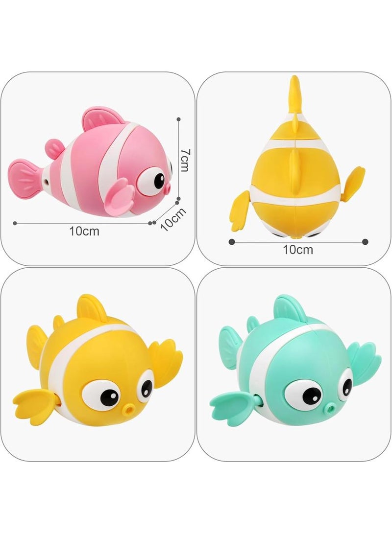بيبي لاند 3 قطع ألعاب استحمام للأطفال، ألعاب تجديف في حوض السباحة بالرياح لمدة 1-3 سنوات، سمكة مهرج عائمة، ألعاب مائية على مدار الساعة للأطفال، فتيات وصبيان صغار، هدايا وقت الاستحمام (وردي/يللو/ أخضر) - Image 2