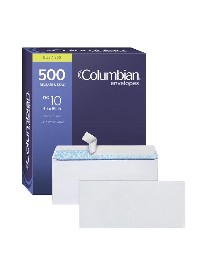 Columbian #10 Security Envelopes, 500/Box, No Window, 4-1/8 X 9-1/2 Inches, Release & Seal Self Seal, White (Colo151)  - Image 1