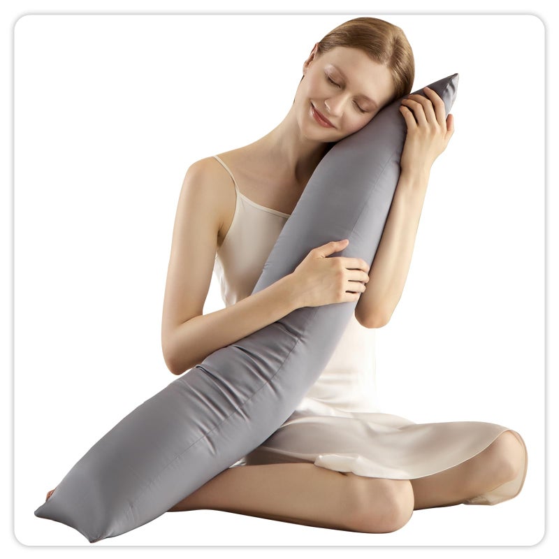 MIOTO 6.5lbs Weighted Body Pillow for Adult - Weighted Pillow for Better Sleep, Cooling Body Pillow with Tencel Cover, Long Pillow for Bed, Ideal Side Sleeper Pillow(41" x 10", Grey) - Image 1