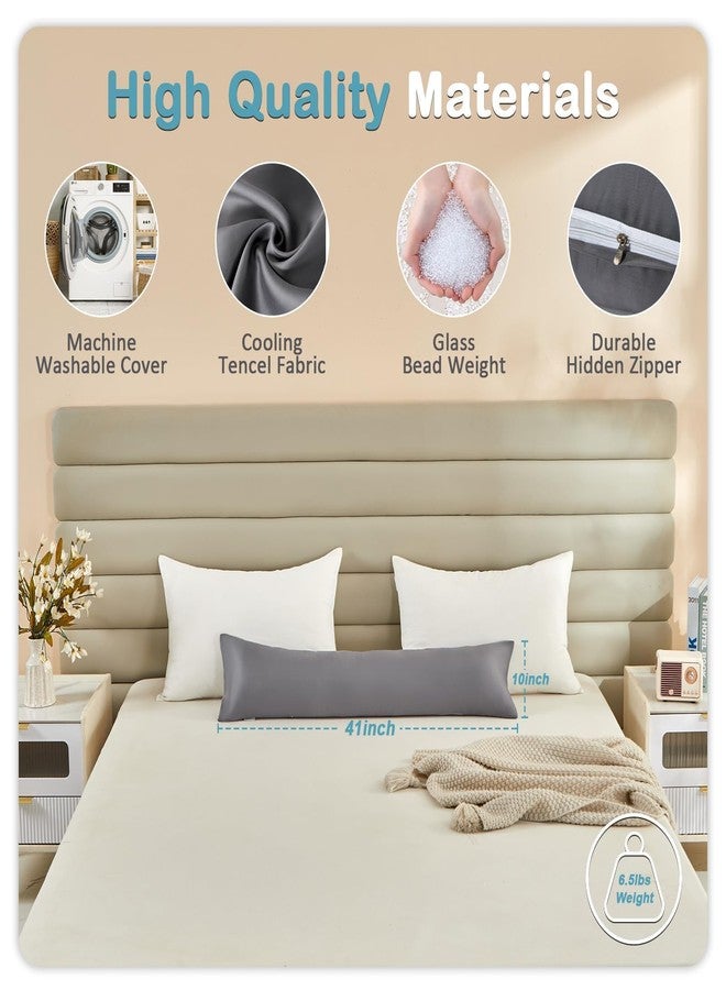 MIOTO 6.5lbs Weighted Body Pillow for Adult - Weighted Pillow for Better Sleep, Cooling Body Pillow with Tencel Cover, Long Pillow for Bed, Ideal Side Sleeper Pillow(41" x 10", Grey) - Image 3