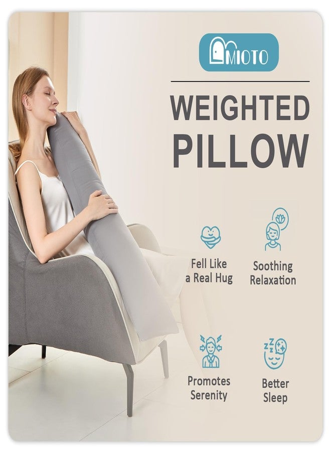MIOTO 6.5lbs Weighted Body Pillow for Adult - Weighted Pillow for Better Sleep, Cooling Body Pillow with Tencel Cover, Long Pillow for Bed, Ideal Side Sleeper Pillow(41" x 10", Grey) - Image 2
