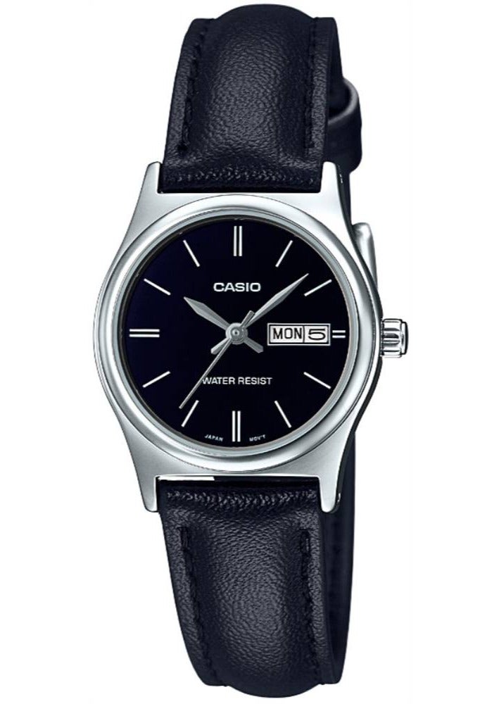 CASIO Women's leather Quartz Chronograph Watch - LTP-V006L-1B2UDF - Image 1