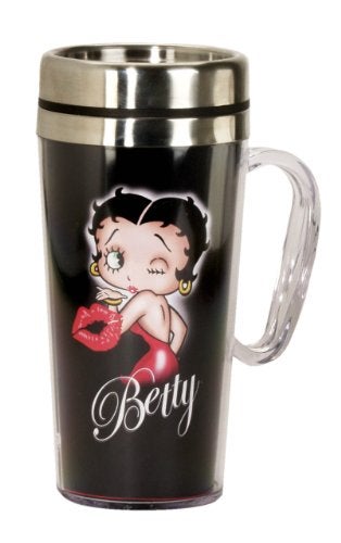 Spoontiques - Insulated Travel Mug - Betty Boop Kiss Coffee Cup - Coffee Lovers Gift - Funny Coffee Mug - 14 oz - Black, 1 Count (Pack of 1) - Image 5