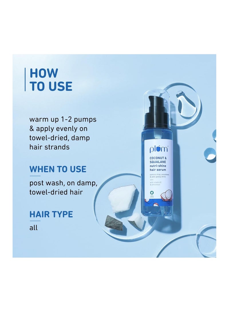 Plum Coconut & Squalane Hair Serum | For Dull, Dry and Frizzy Hair | with Vitamin E and Almond Oil I Coconut-Vanilla Fragrance I Hair Serum for Women & Men I 75ml - Image 4