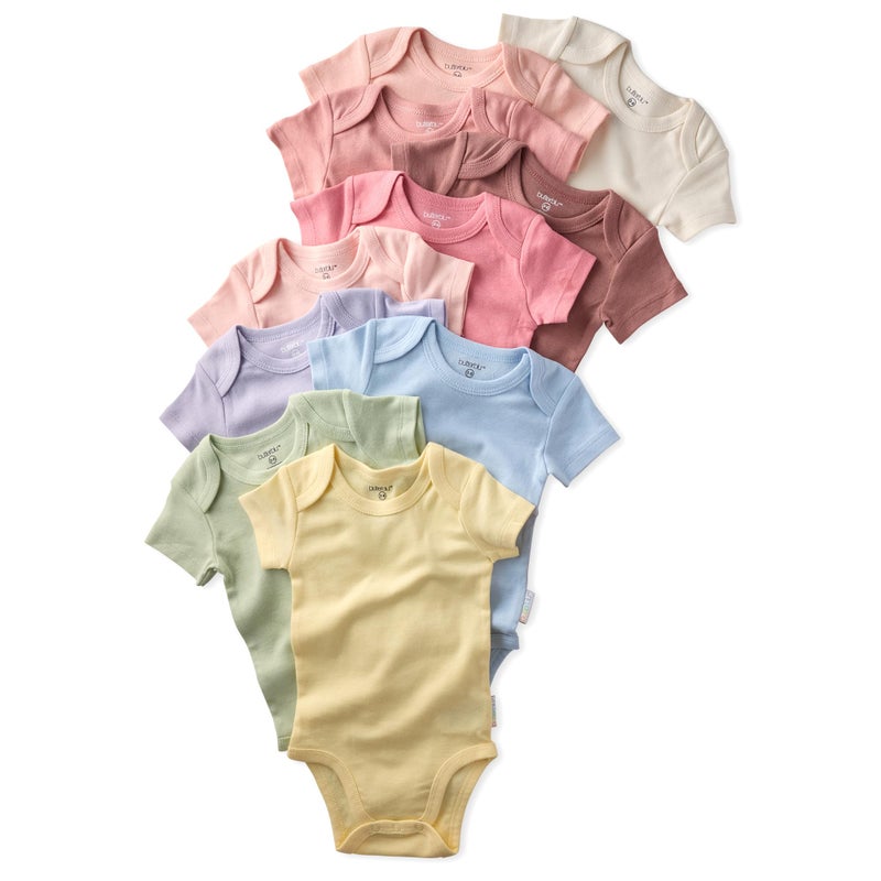 Butterblu Avery 10-Pack Short Sleeve Bodysuitsâ€‹ 100% Organic Cotton for Baby Boysâ€‹ & Girls, Sunset Haze Rainbow, Newborn - Image 1